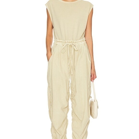 Free People Pants - Free People Mixed Media One Piece in Sand Jam